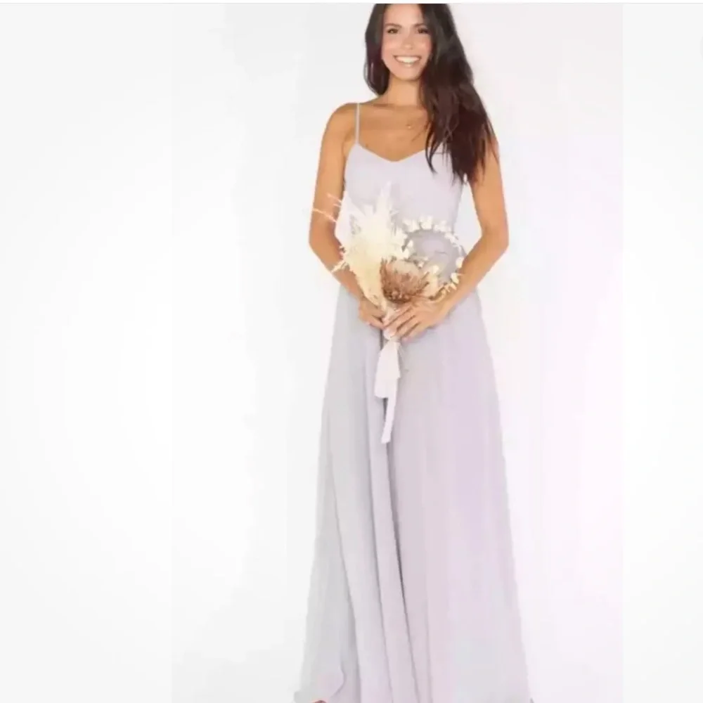 NWT NIP SHOW ME YOUR MUMU Faith Maxi Dress Dove Grey Chiffon Size: Small - Picture 1 of 5